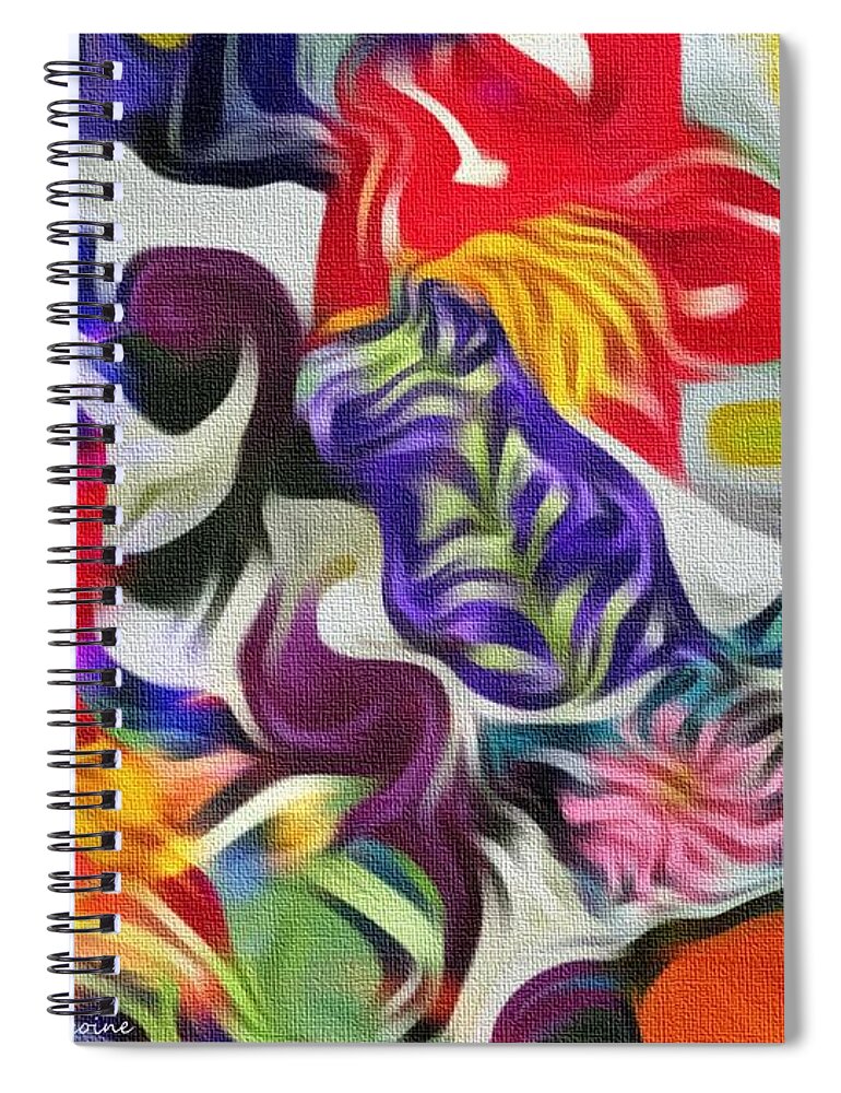 Abstract Art Spiral Notebook featuring the digital art The Power of Flowers by Kathie Chicoine