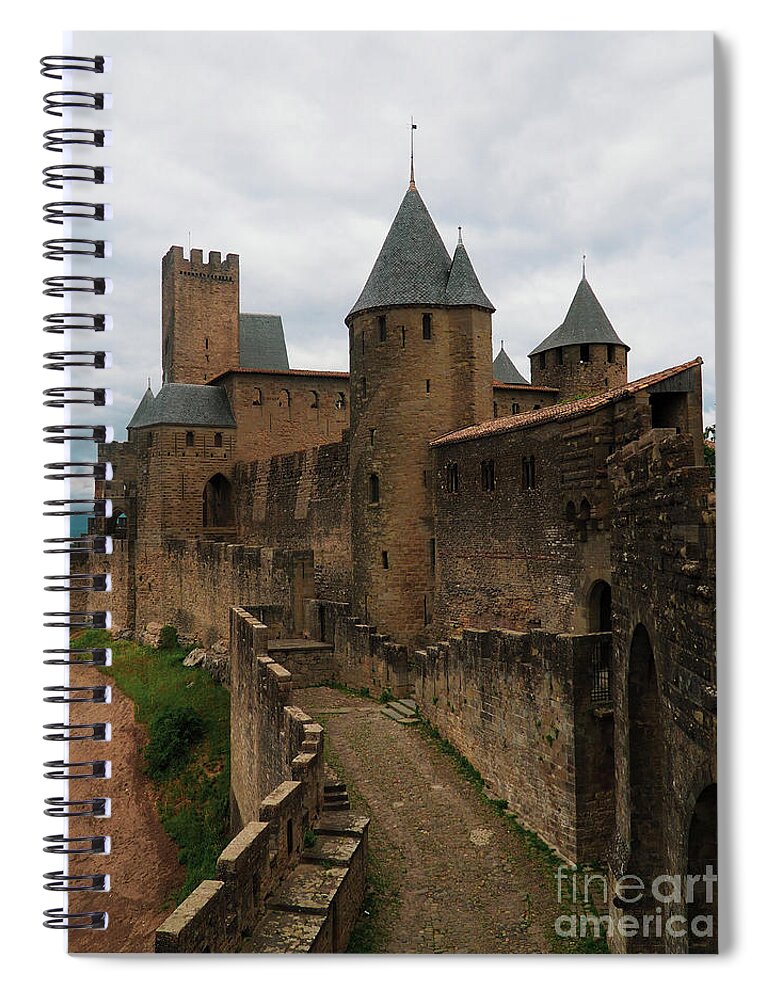Ramparts Spiral Notebook featuring the photograph The Ramparts of Carcassonne by Mary Capriole