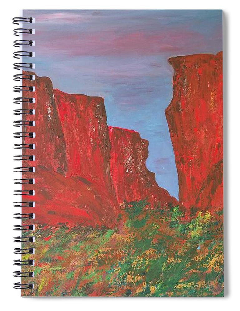Landscape Spiral Notebook featuring the painting The Rockies by Raji Musinipally