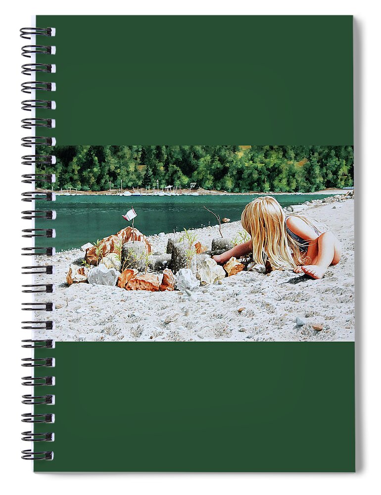 Sandcastle Spiral Notebook featuring the painting The Sand Castle by Dianna Ponting