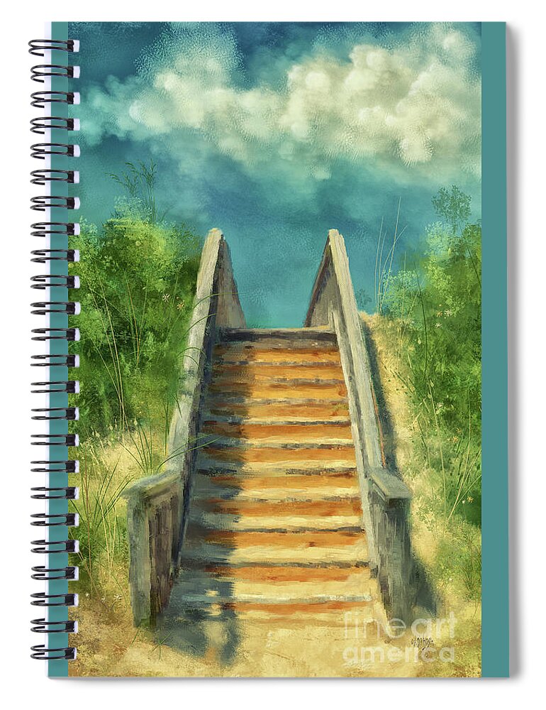 Outer Banks Spiral Notebook featuring the digital art The Sandy Steps Over The Dunes by Lois Bryan