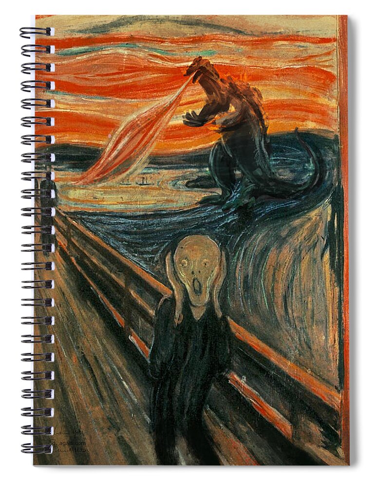 Scifi Spiral Notebook featuring the digital art The Scream by Andrea Gatti
