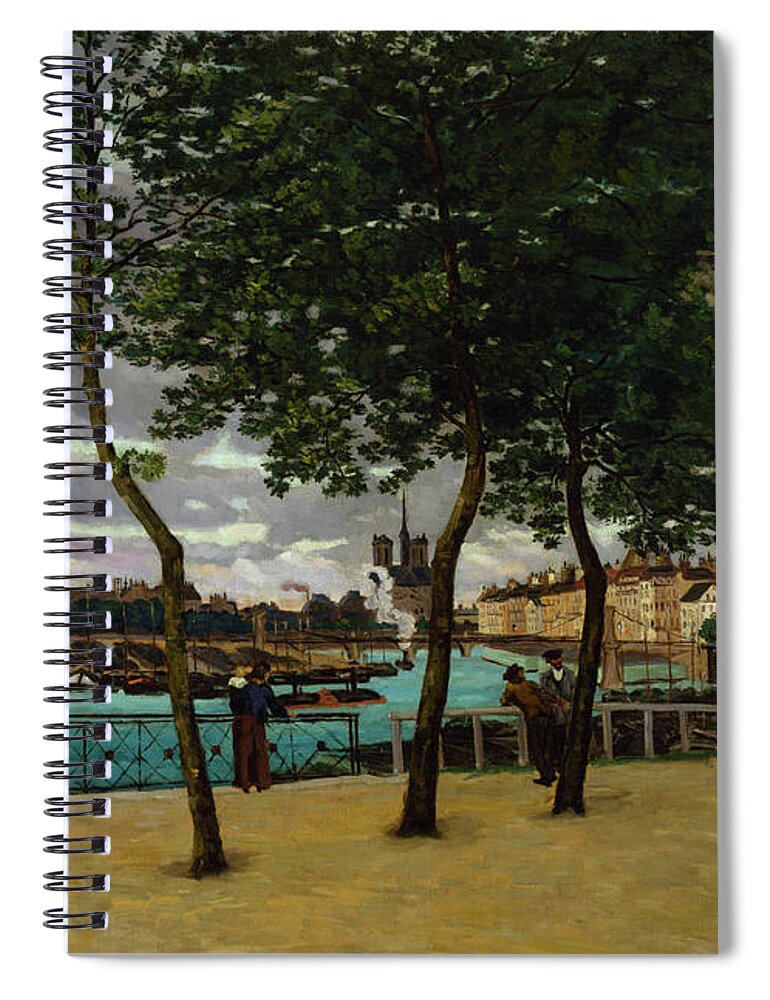 The Seine At Paris Spiral Notebook featuring the painting The Seine at Paris, 1871 by Armand Guillaumin