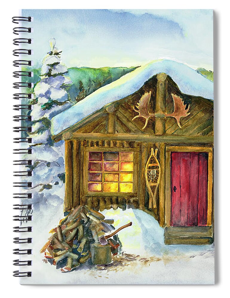 Winter Spiral Notebook featuring the painting The Shack by Joe Baltich