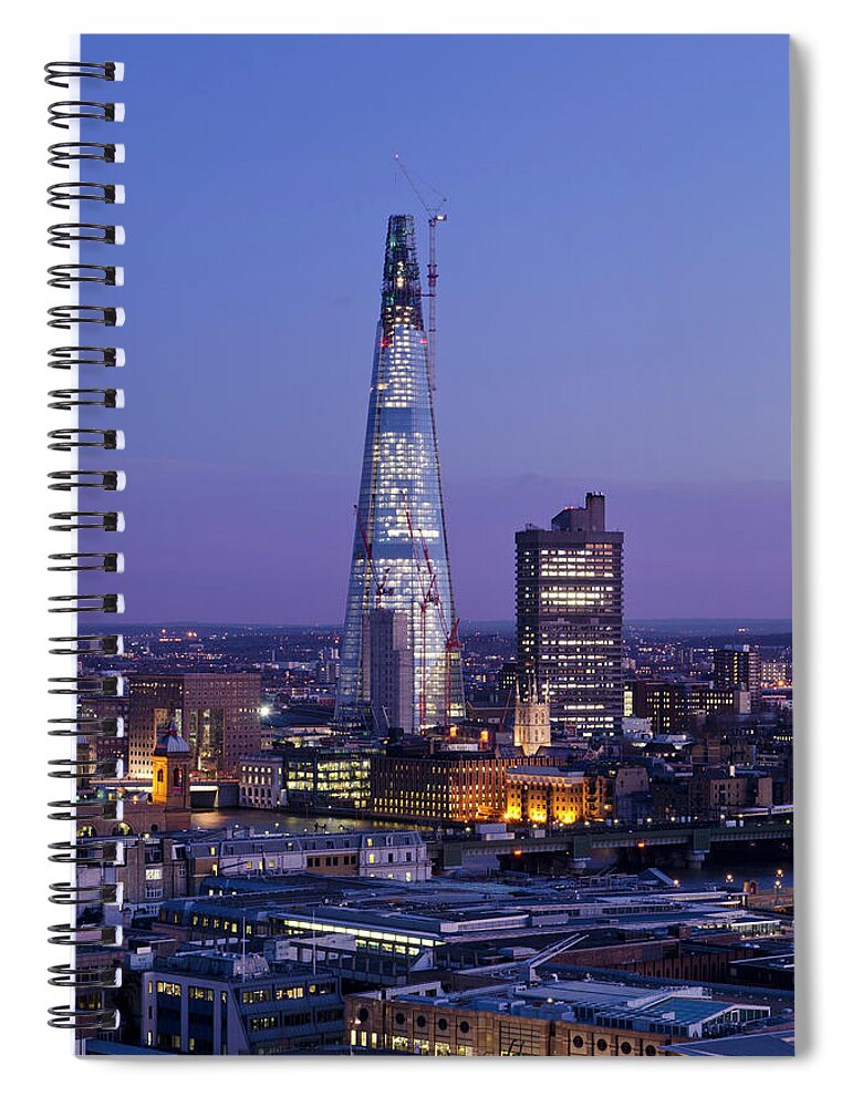 Corporate Business Spiral Notebook featuring the photograph The Shard Skyscraper At Dusk, London by Dynasoar