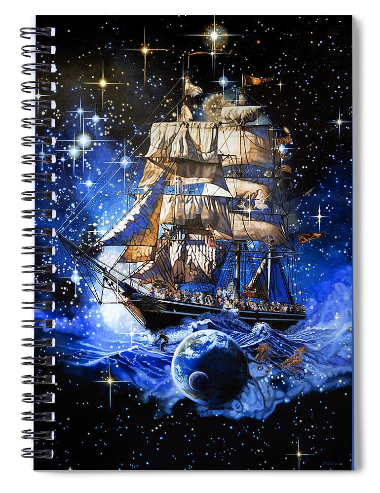 Sailing Ship Spiral Notebook featuring the painting The Ship of Life by Patrick Whelan