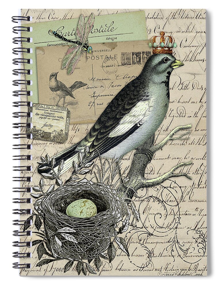 Spiral Notebook featuring the digital art The Speckled Egg by Terry Kirkland Cook