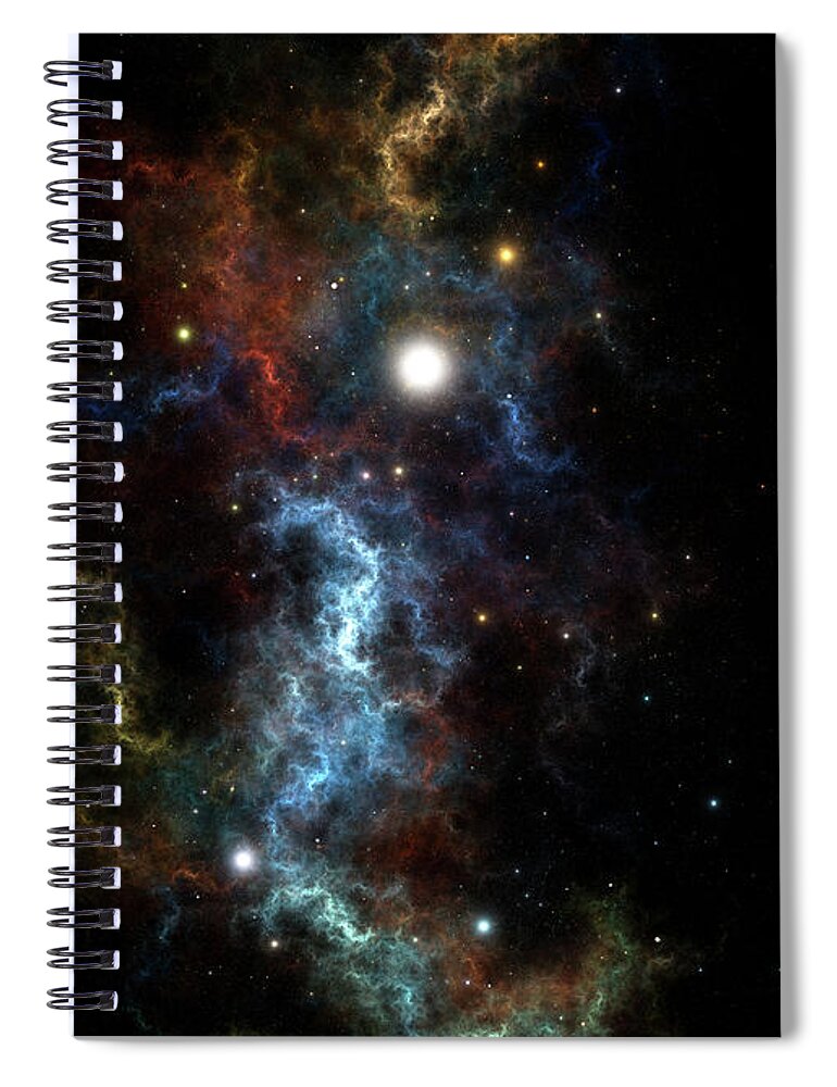 Sydeous Spiral Notebook featuring the digital art The Sydeous Nexus Cluster by Rolando Burbon