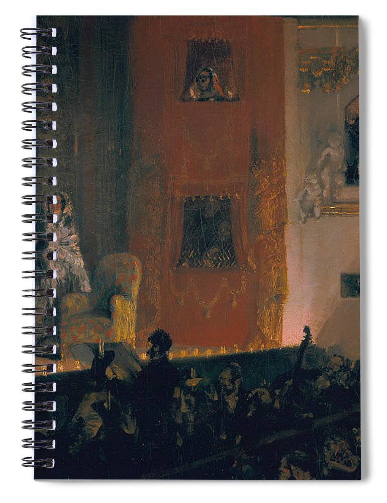 19th Century Art Spiral Notebook featuring the painting The Theatre du Gymnase by Adolph Menzel