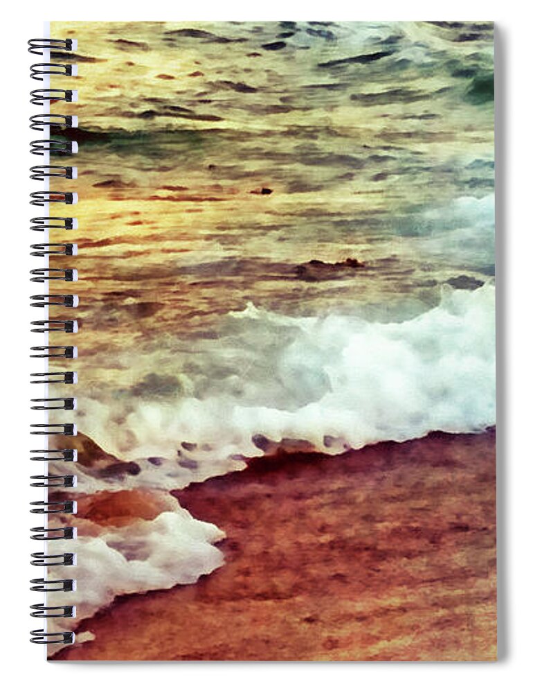 Tide Spiral Notebook featuring the photograph The Tide is High - Painterly Effect by Rebecca Carr