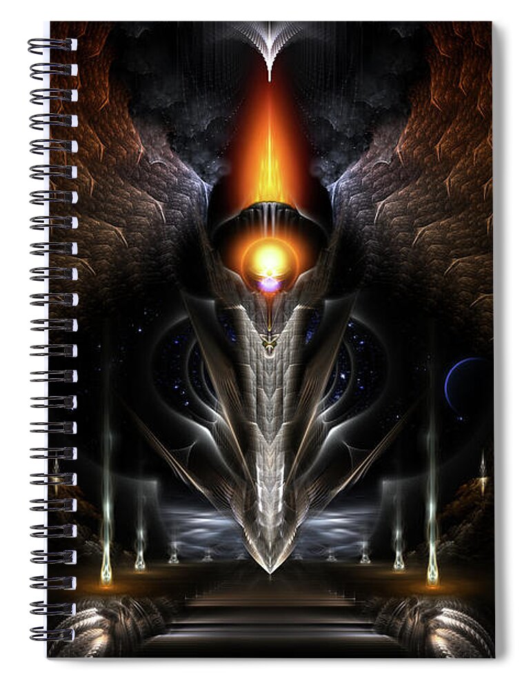 Torch Of Arcron Spiral Notebook featuring the digital art The Torch Of Arcron Fractal Art by Rolando Burbon