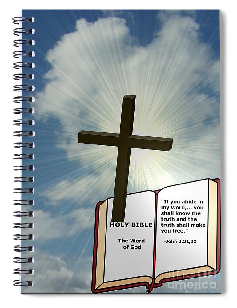 Scripture Spiral Notebook featuring the digital art The Truth will set you free by Charles Robinson