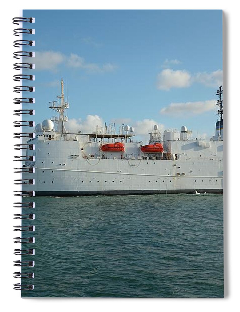Usns Waters Spiral Notebook featuring the photograph The USNS Waters enters Port Canaveral. by Bradford Martin