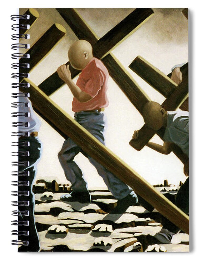 Surreal Spiral Notebook featuring the painting The Walk by Anthony Falbo