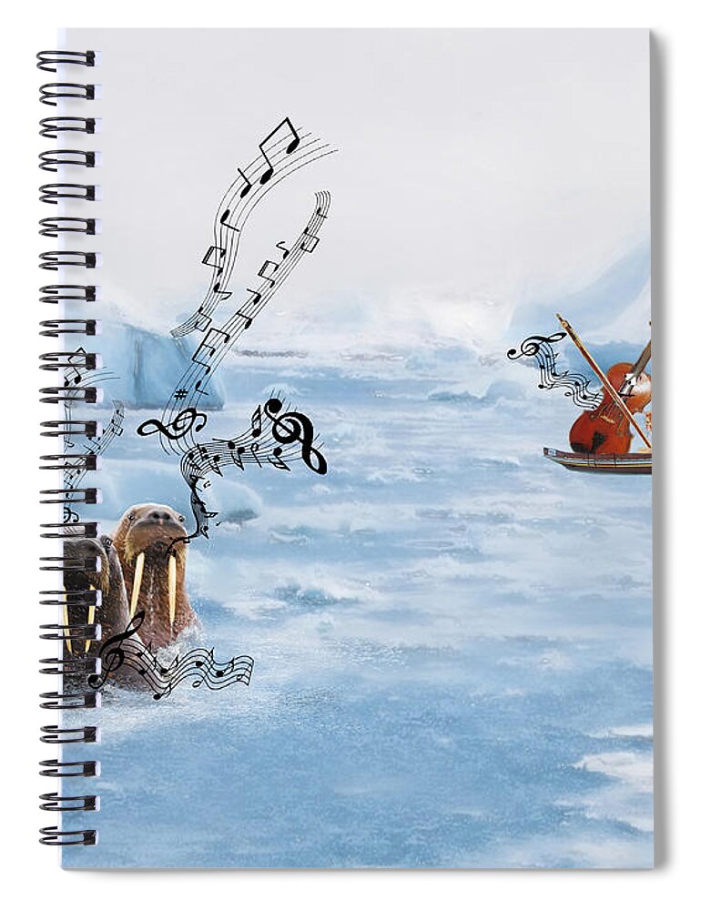 Walrus Spiral Notebook featuring the mixed media The Walrus Choir by Colleen Taylor