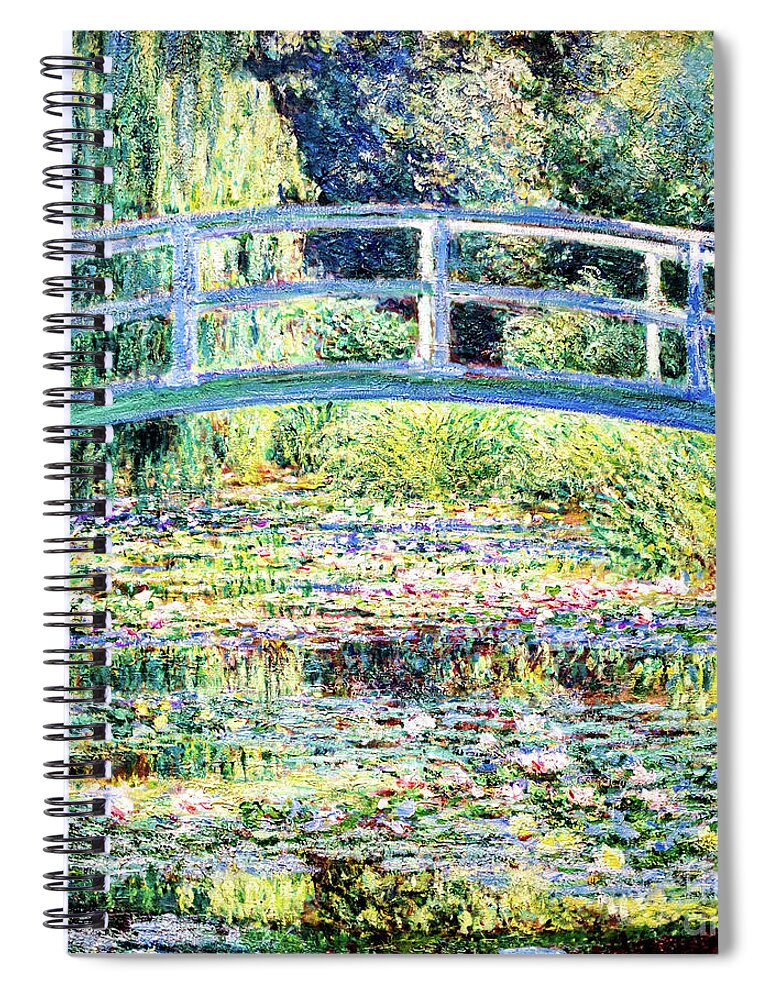 Water Lily Pond Spiral Notebook featuring the painting The Water Lily Pond by Monet by Claude Monet