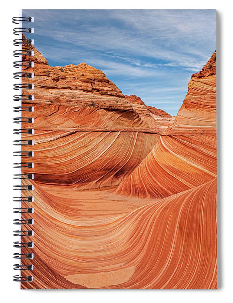 Natural Spiral Notebook featuring the photograph The Wave by Tibor Vari