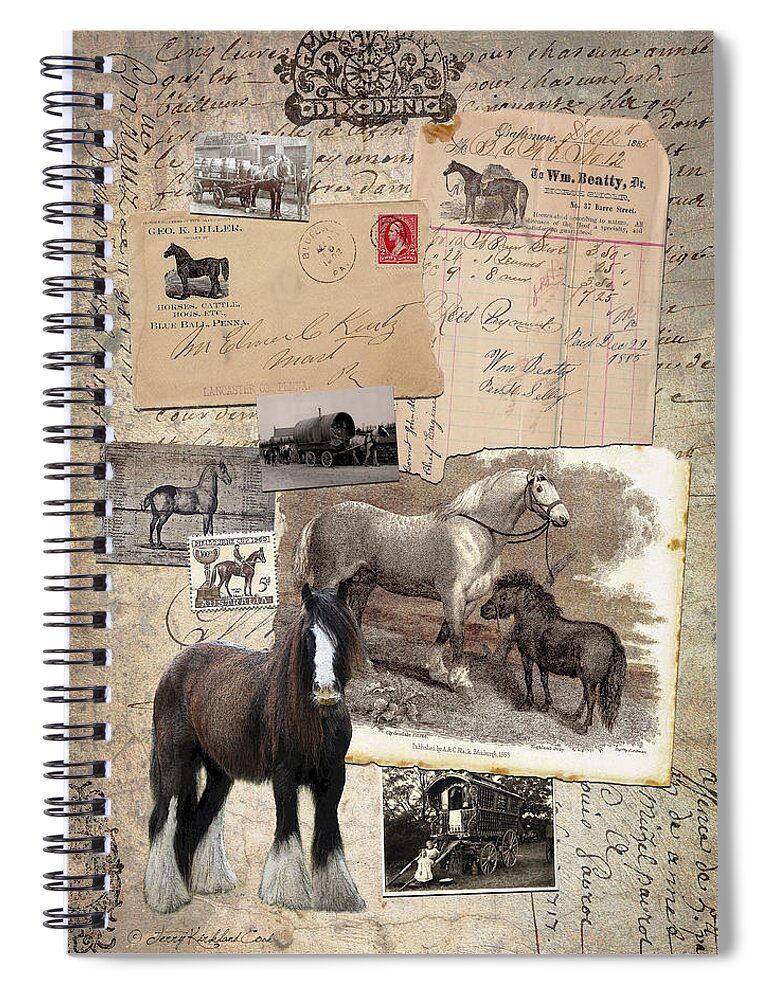  Spiral Notebook featuring the digital art The Working Horse by Terry Kirkland Cook