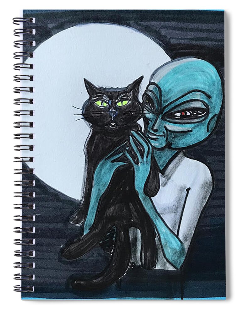 Alien Art Spiral Notebook featuring the drawing They Relate by Similar Alien