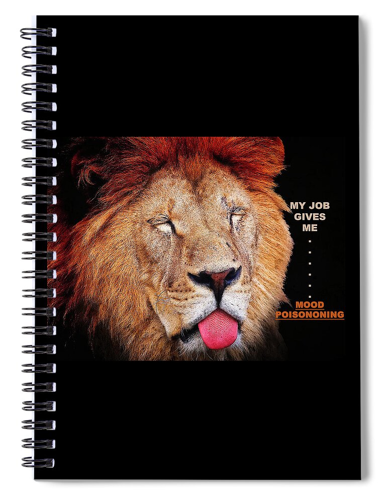 Lions Spiral Notebook featuring the digital art This Lion Has Lost His Humour by Michelle Liebenberg