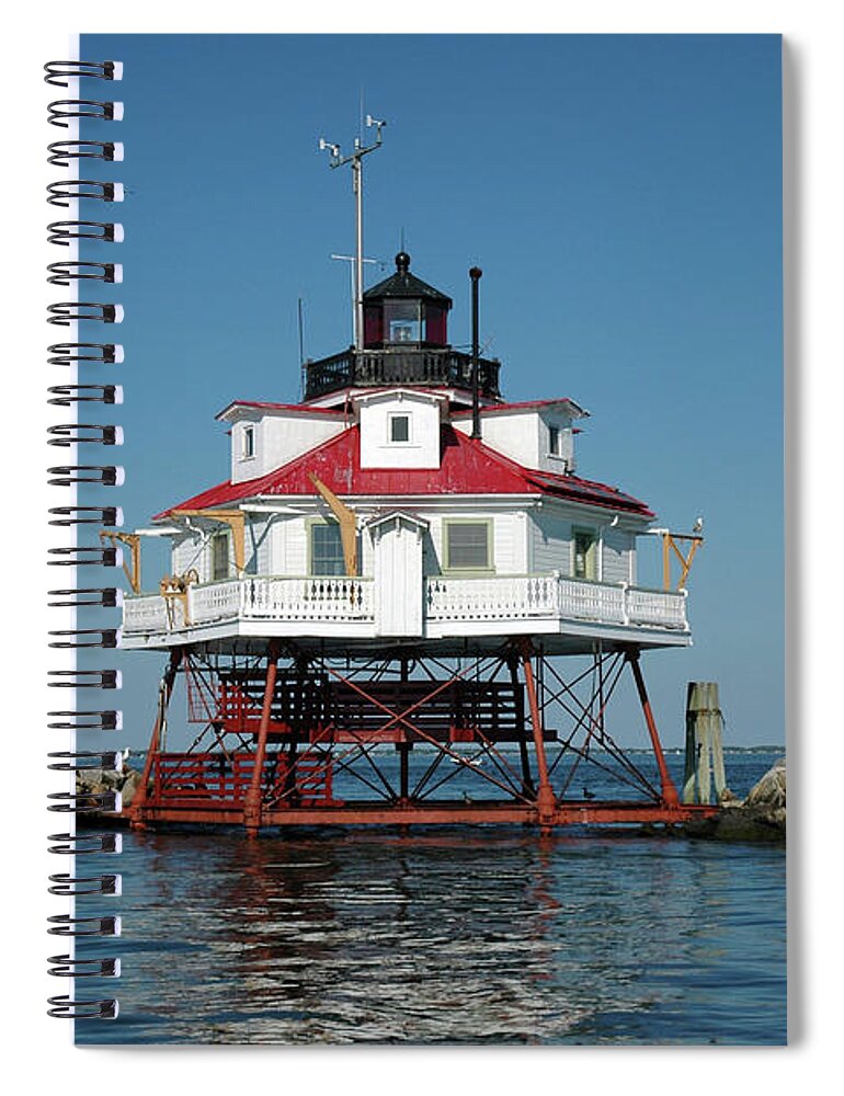 Thomas Point Spiral Notebook featuring the photograph Thomas Point Shoal Light by Mark Duehmig