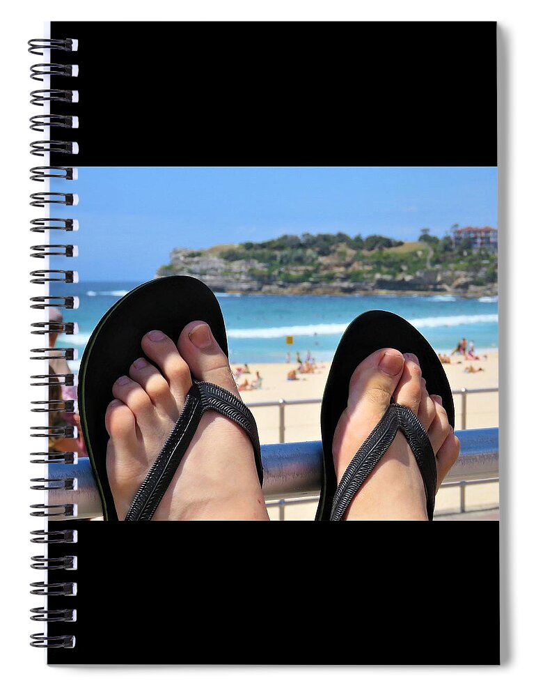 Water View Spiral Notebook featuring the photograph Thongs on Bondi 1 by Joan Stratton