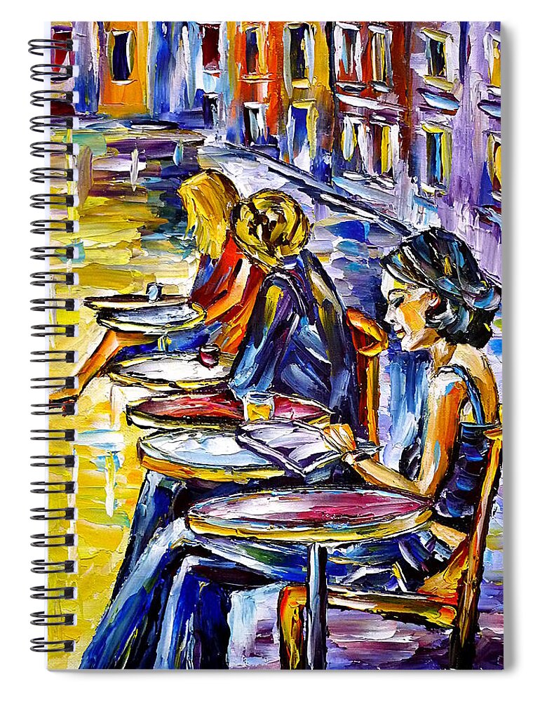 I Love Paris Spiral Notebook featuring the painting Three Parisiennes by Mirek Kuzniar