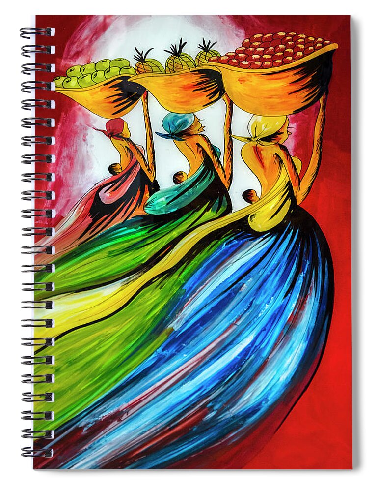 African Spiral Notebook featuring the photograph Three Women and their Babies by Debra and Dave Vanderlaan