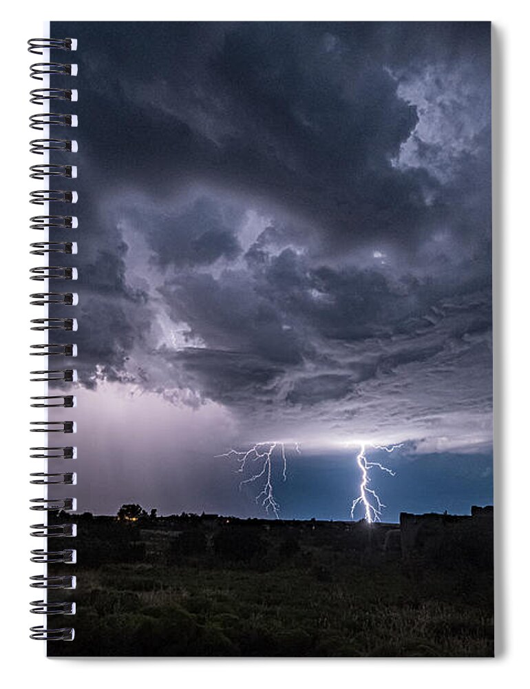 © 2019 Lou Novick All Rights Reversed Spiral Notebook featuring the photograph Thunderstorm #2 by Lou Novick