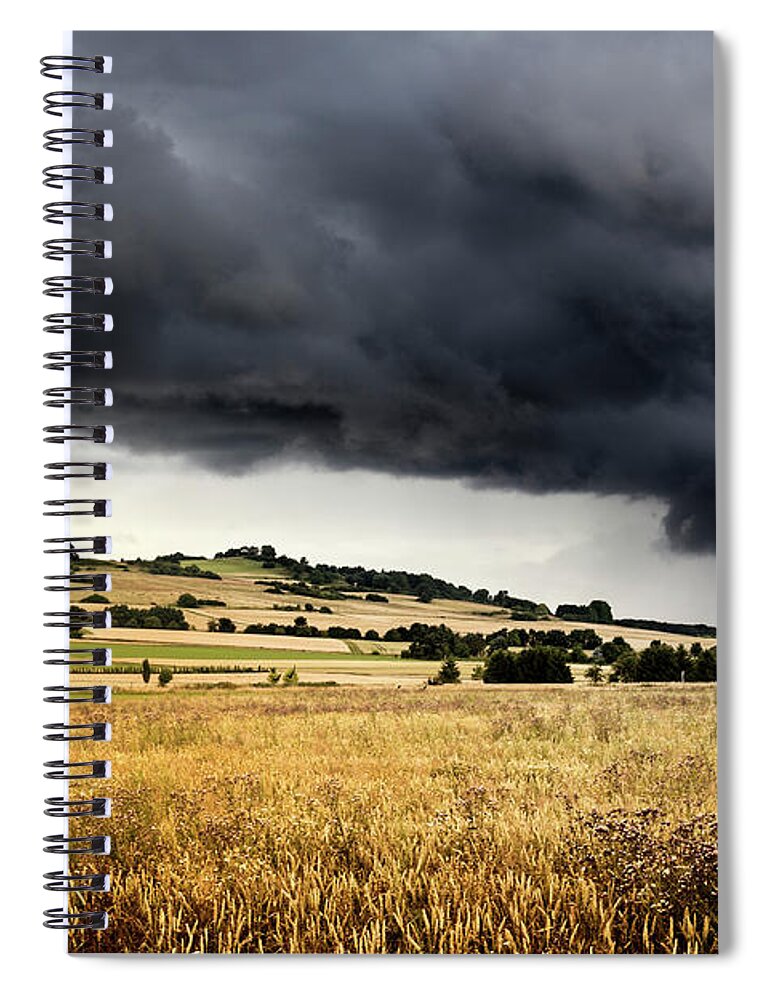 Thunderstorm Spiral Notebook featuring the photograph Thunderstorm Over Wheatfields by Ollo