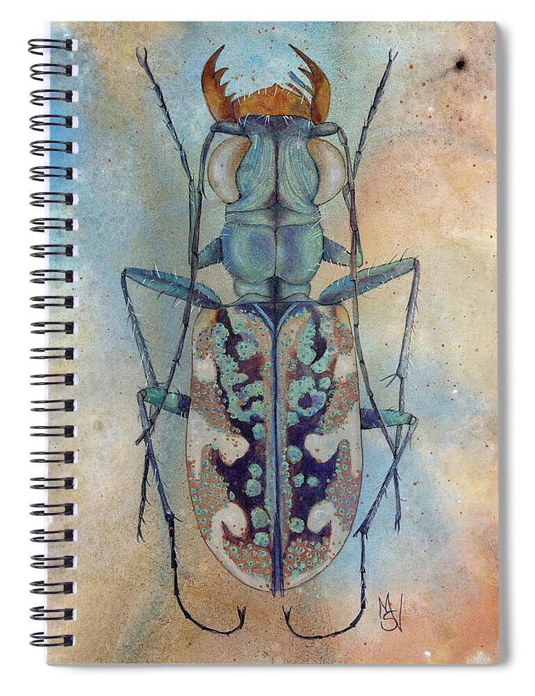 Entomology Spiral Notebook featuring the painting Tiger Beetle by Marie Stone