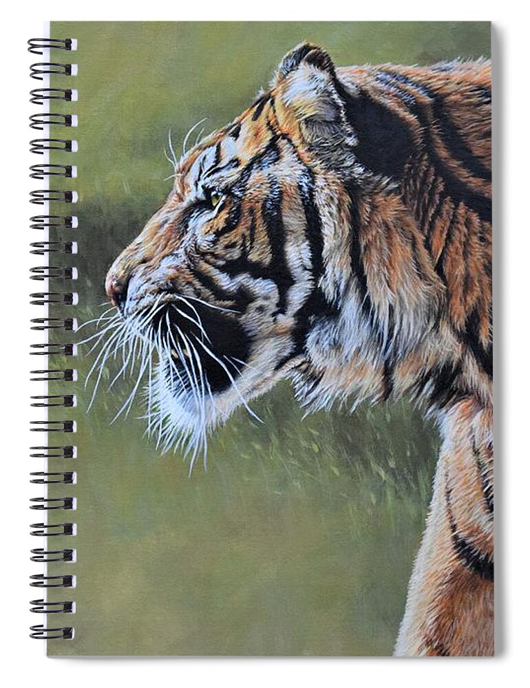 Paintings Spiral Notebook featuring the painting Tiger Portrait by Alan M Hunt by Alan M Hunt