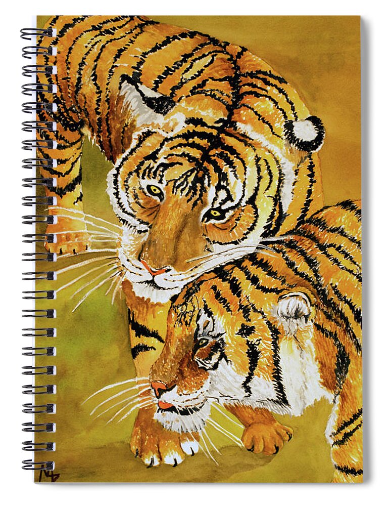 Tiger Spiral Notebook featuring the painting Tiger Romance by Margaret Zabor