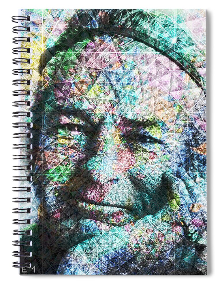 Tim Leary In Nirvana Spiral Notebook featuring the digital art Tim Leary In Nirvana by J U A N - O A X A C A
