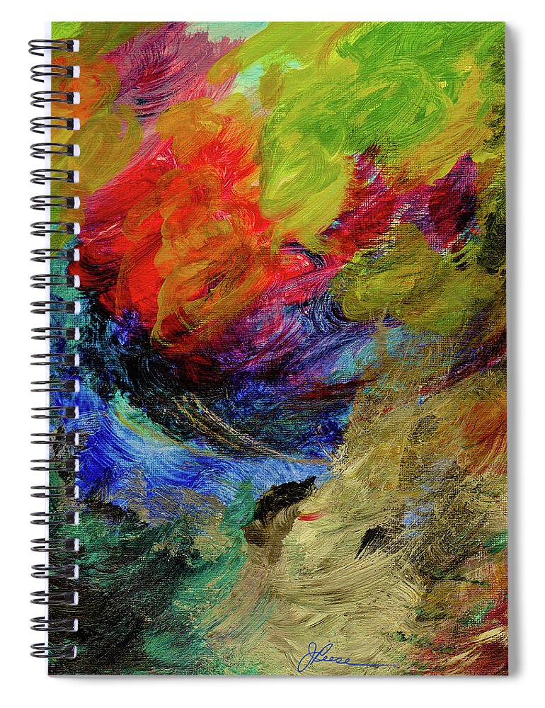 Red Spiral Notebook featuring the painting Time Changes by Joan Reese