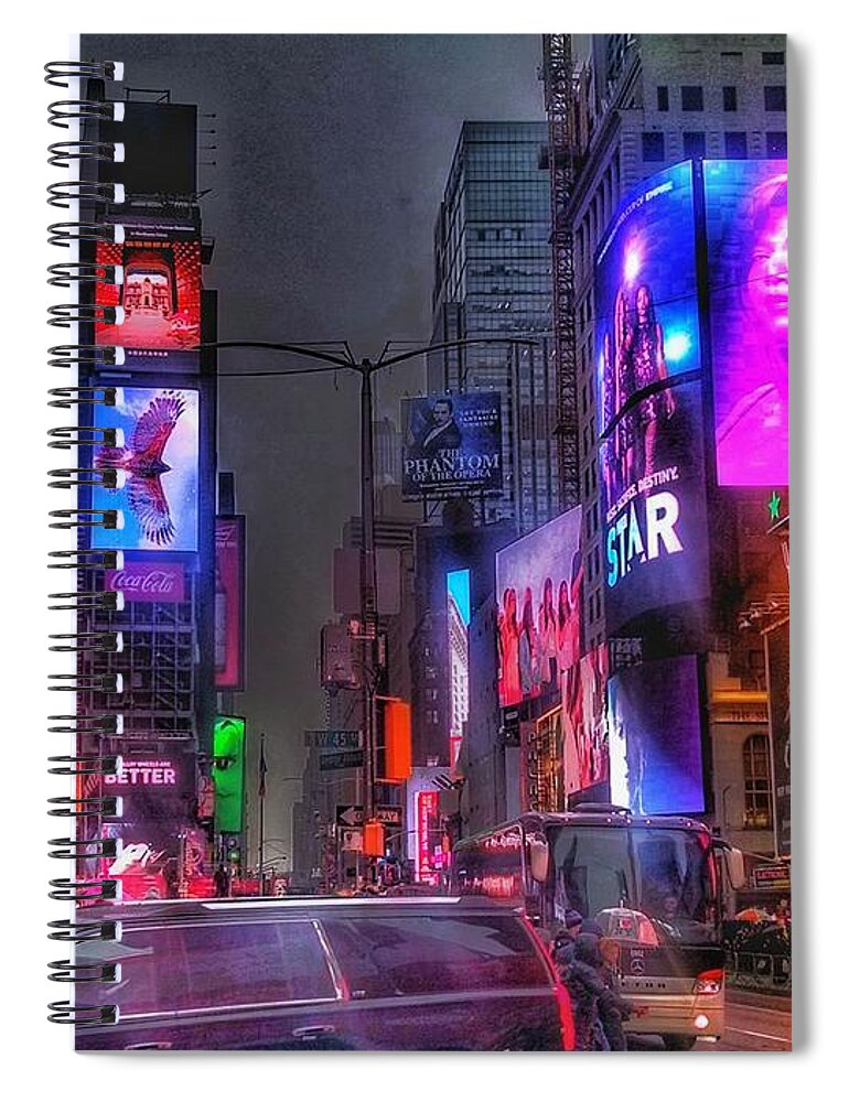 Times Square Spiral Notebook featuring the photograph Times Square - The Light Fantastic 2016 by Christopher Lotito