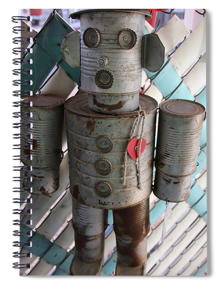 Tin Spiral Notebook featuring the photograph Tin Can Man by Laura Smith