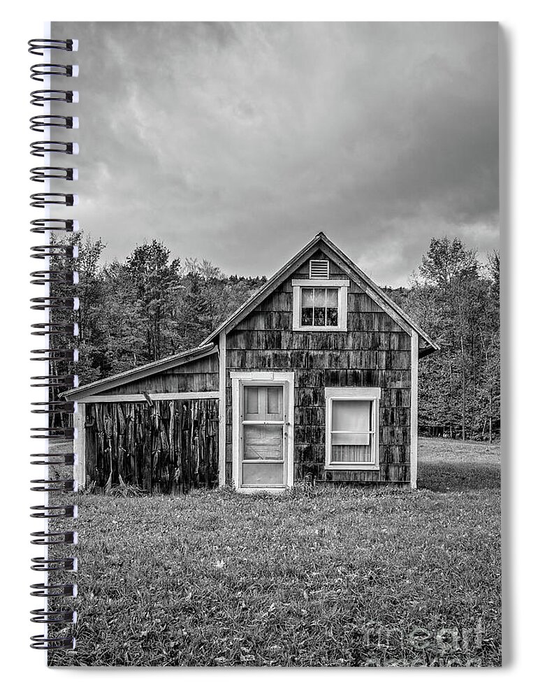 House Spiral Notebook featuring the photograph Tiny House Vermont Black and White by Edward Fielding