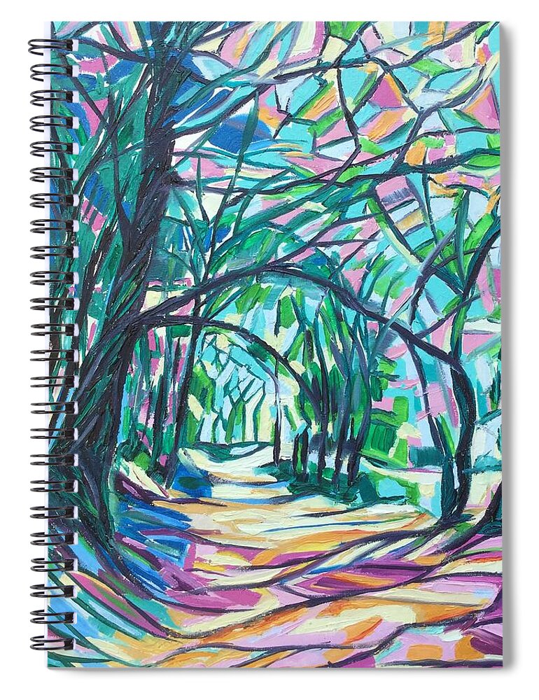 To Puffers Pond Spiral Notebook featuring the painting To Puffers Pond by Therese Legere