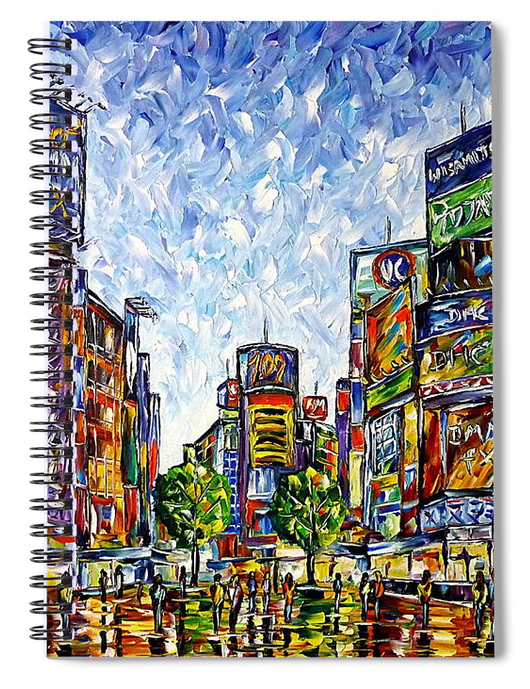 Tokyo Abstract Spiral Notebook featuring the painting Tokyo by Mirek Kuzniar