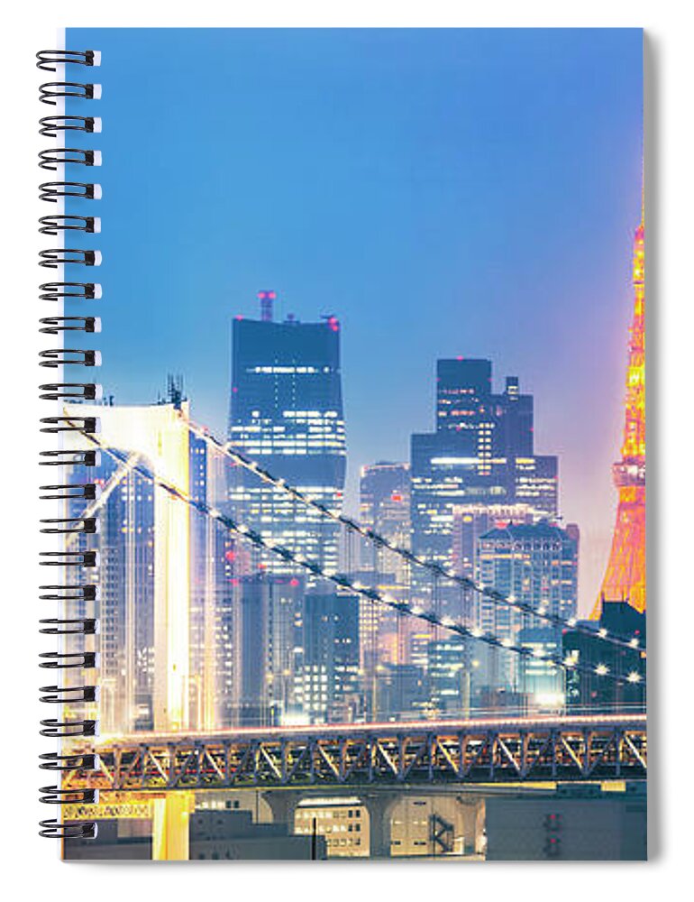 Tokyo Skyline Spiral Notebook featuring the photograph Tokyo nights by Matteo Colombo