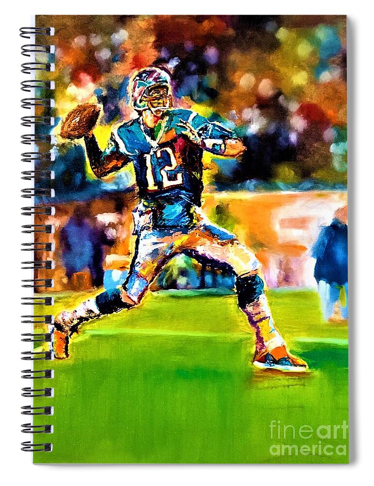 Tom Brady Spiral Notebook featuring the painting Tom Brady by Leland Castro