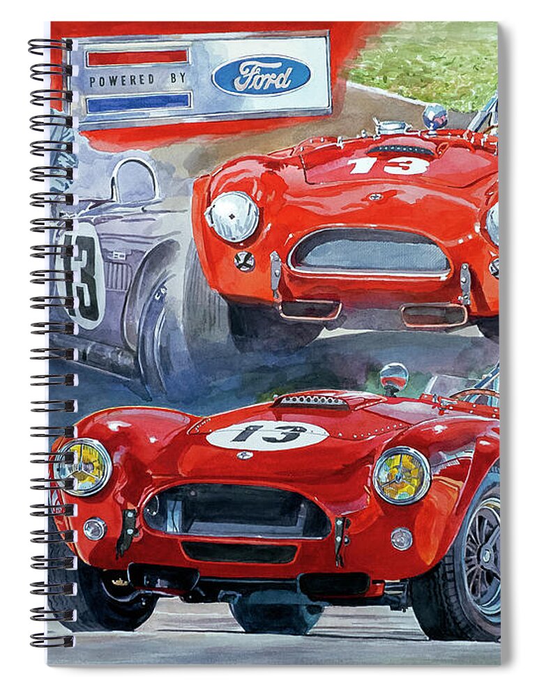 Ac Cobra Spiral Notebook featuring the painting TOM PAYNE'S No 13 289 COBRA COMPETITION by David Lloyd Glover