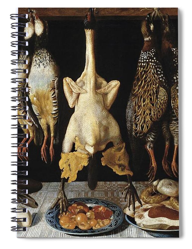 Still Life Of Birds And Hares Spiral Notebook featuring the painting Tomas Hiepes / 'Still Life of Birds and Hares', 1643, Spanish School, Oil on canvas, 67 cm x 96 cm. by Tomas Yepes -c 1610-1674-