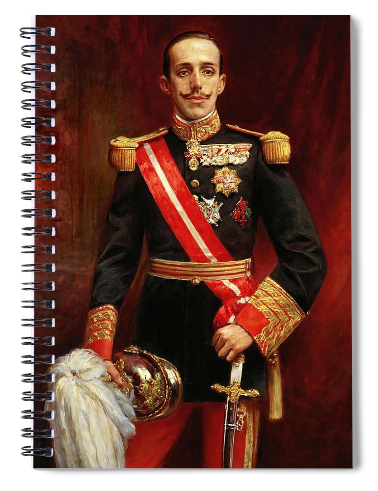 Alfonso Xiii Of Spain Spiral Notebook featuring the painting Tomas Martin y Rebello / 'Alfonso XIII of Spain', 1915, Oleo sobre lienzo. TOMAS MARTIN Y REGELLO. by Tomas Martin y Rebello -20th cent -