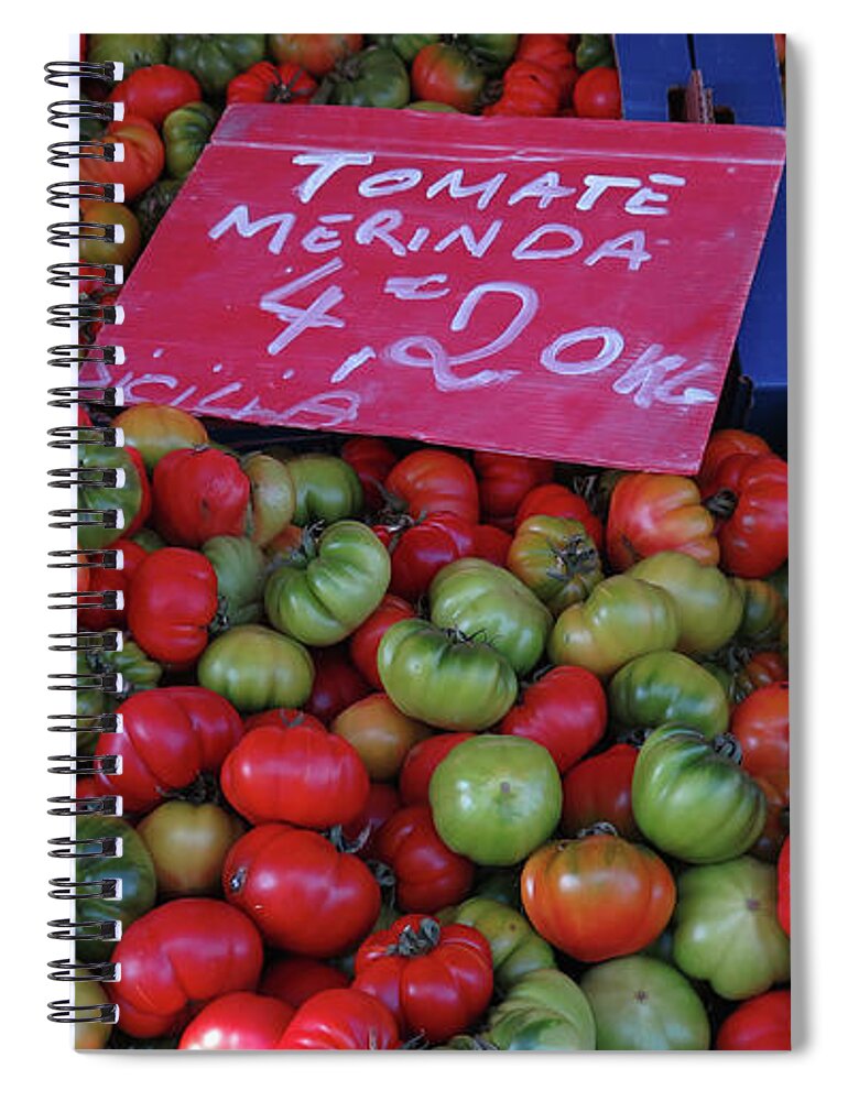 Heirloom Tomatoes Spiral Notebook featuring the photograph Tomatoes by Terri Brewster