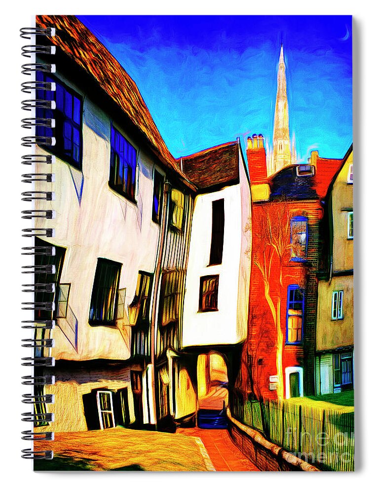 Nag005323 Spiral Notebook featuring the digital art Tombeland Alley by Edmund Nagele FRPS
