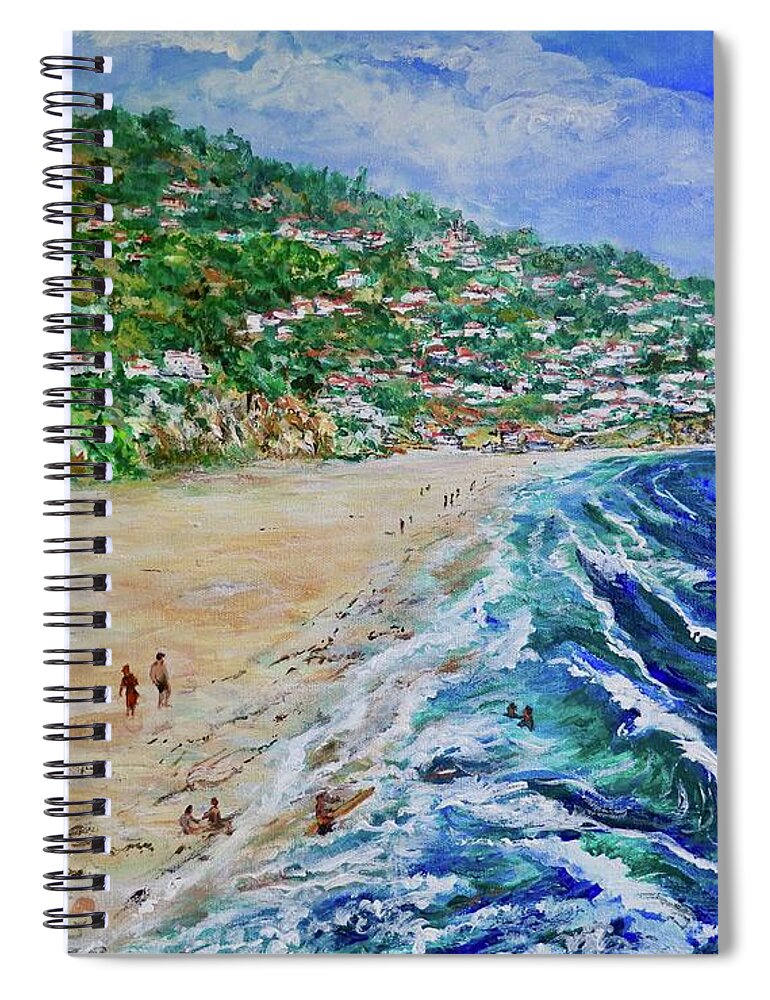 Torrence Beach Spiral Notebook featuring the painting Torrance Beach, Palos Verdes Peninsula by Tom Roderick