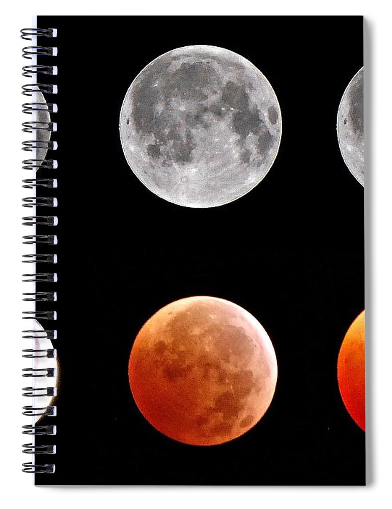 Total Eclipse Spiral Notebook featuring the photograph Total Eclipse Of Heart Sequence by Joannis S Duran / Freelance Photographer