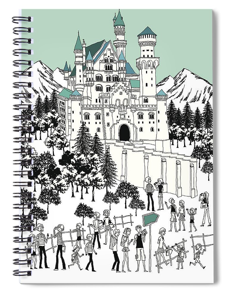 Child Spiral Notebook featuring the digital art Tourist By Castle On Snow-covered Land by Eastnine Inc.
